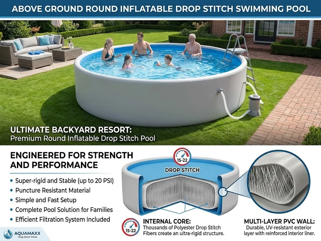 Above Ground Round Inflatable Drop Stitch Swimming Pool-1 Above Ground Round Inflatable Drop Stitch Swimming Pool-1